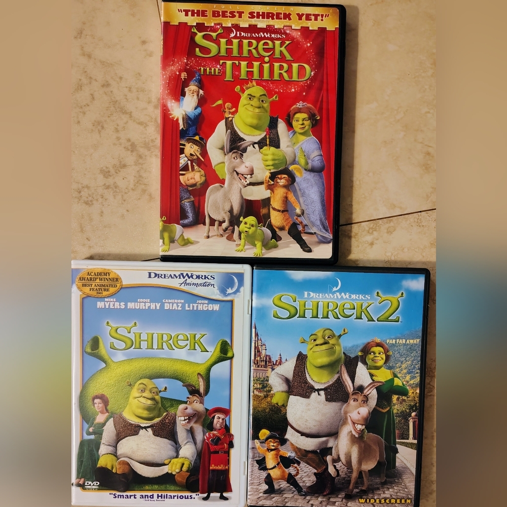 SHREK DVD s*** All 3 Shrek 1 .2 .& 3. Family Fun Movies, In Great Shape